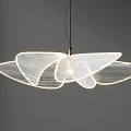 Modern White Leaf Shaped Chandelier Design With Illuminated Petals And Sleek Structure 3d model