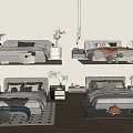 Modern Cozy Double Bed Bedroom With Decorative Pillows Nightstand Plants And Soft Rug