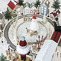Christmas Themed Garden Landscape With Train Tracks Reindeer And Snowy Decorations