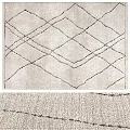 Modern Square Rug with Diamond Pattern Light Gray and Black Lines Soft Texture Home Decor 3d model