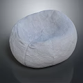 White Soft Bean Bag Chair with Round Wrinkled Fabric on Dark Reflective Surface