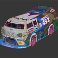 Blue and white modified race car with Project 452 WASCO NITTO logos and streamlined design
