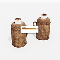 Handmade bamboo thermos old objects 3d model