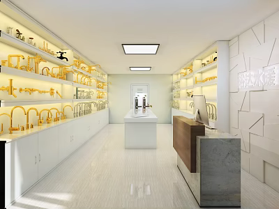 Modern Mall Retail Store Interior With Shelves Product Display And Checkout Counter 3d model