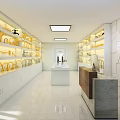 Modern Mall Retail Store Interior With Shelves Product Display And Checkout Counter