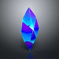 Blue And Purple Polyhedral Crystal With Glossy Surface And Dark Background 3d model
