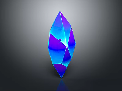 Blue And Purple Polyhedral Crystal With Glossy Surface And Dark Background 3d model