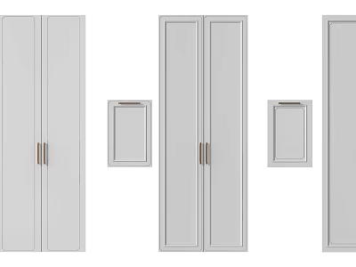 Various Styles Of Modern Wardrobe Doors With Brass Handles And Minimalist Panels 3d model