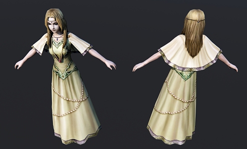 Modern Game Character Female Princess Dress 3d model