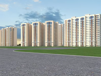 Modern High Rise Residential Buildings Exterior Design With Balconies And Glass Windows 3d model