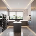 Modern Open Kitchen Interior Design With Island Counter Cabinets And Appliances