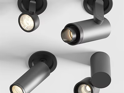 Modern Black Adjustable Downlights And Spotlights For Home Interior Design 3d model