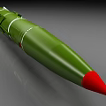Military Weapon Green Artillery Shell With Red Conical Tip And Smooth Cylindrical Surface 3d model