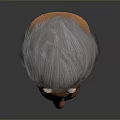 Man with Gray White Hair Beard and Facial Texture on Gray Background with Black Surface