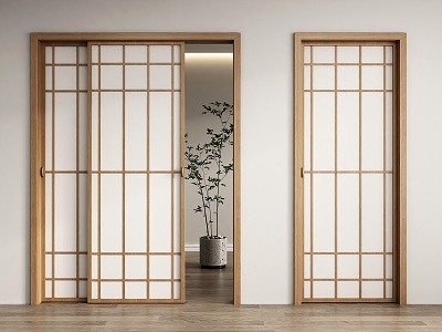 Japanese-style sliding door 3d model