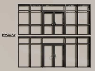 Modern Casement Window With Black Frame And Grid Design For Home Interior 3d model
