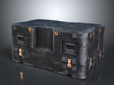 Futuristic Black Sci Fi Device With Metallic Clasps And Textured Surface Mechanical Storage Container Design 3d model
