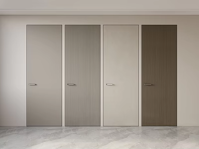 Modern Hinged Doors With Different Colors Wooden Texture And Metal Handles For Interior Design 3d model