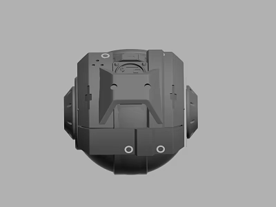 Black Mechanical Device Casing With Structural Holes And Design Features 3d model