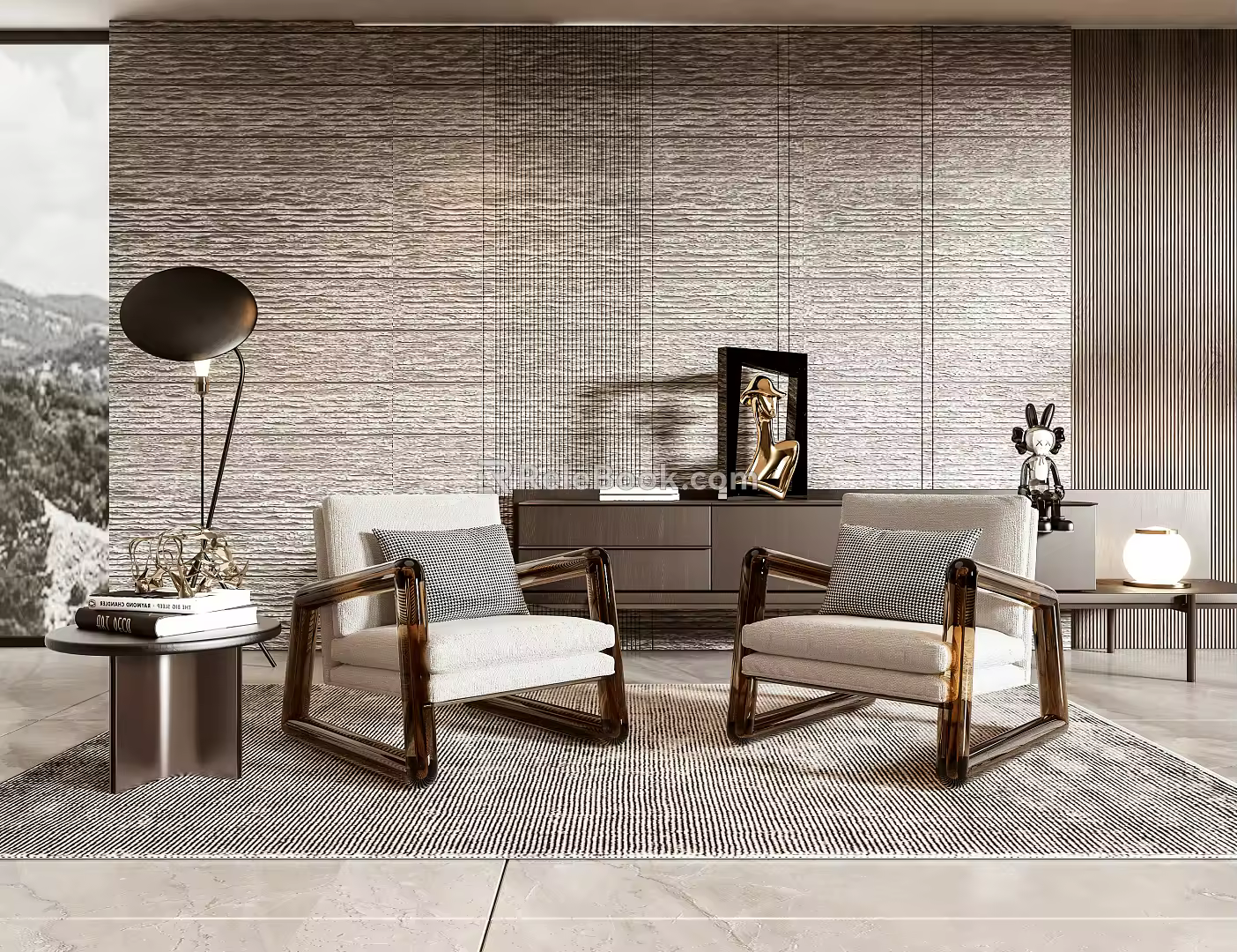 Modern sofa chair single chair side several side cabinet combination 3d model