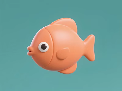 Cute Orange Fish Shaped Toy With Big Round Black Eyes For Kids Play Activity 3d model
