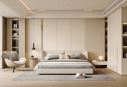 Modern Cream Style Bedroom Cream Bedroom 3d model