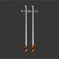 Safety Warning Poles With Black Yellow Stripes Top Brackets And Base Stand
