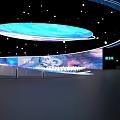 Starry Sky Dome Interior Design With Central Green Plant Platform And White Pillars