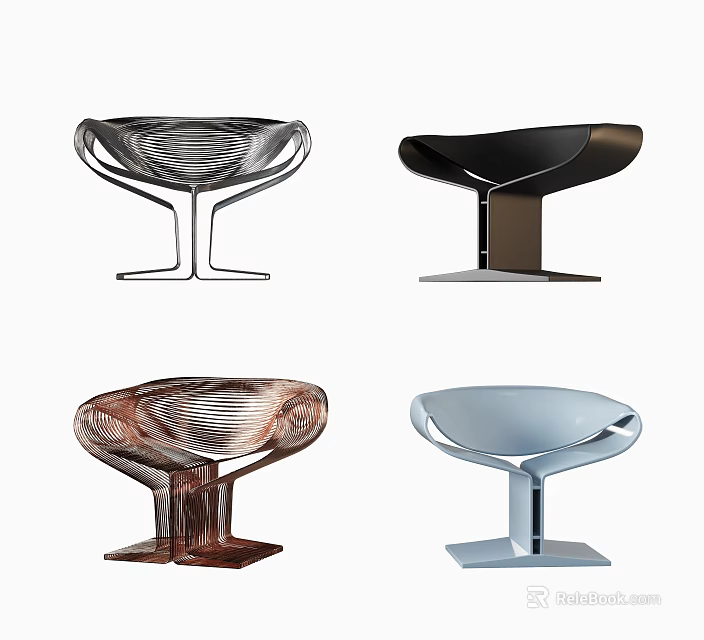 Modern Leisure Chairs Design With Sleek Silhouettes Metal Frames And Assorted Colors 3d model 