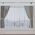 Beige Linen Curtains With Sheer Layer Tied Back In Modern Interior Window View
