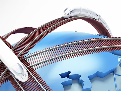 Commercial High Speed Railway Equipment With Global Track Network And Modern Trains 3d model