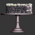 Delicious Layered Cake With Cream Topping Fresh Berries On Red Cake Stand