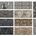 Diverse Stone Feature Wall Designs with Various Textures and Patterns 3d model