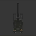 Large Military Cannon Artillery Mounted On Steel Track Platform Structure With Long Barrel