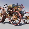 Vintage Rustic Agricultural Tractor With Large Wheels And Exposed Mechanical Parts