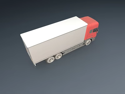 Red Cab White Cargo Box Heavy Duty Cargo Truck With Transportation Features 3d model