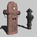 Firefighting Access Area With Brown Textured And Silver Metallic Fire Hydrants 3d model