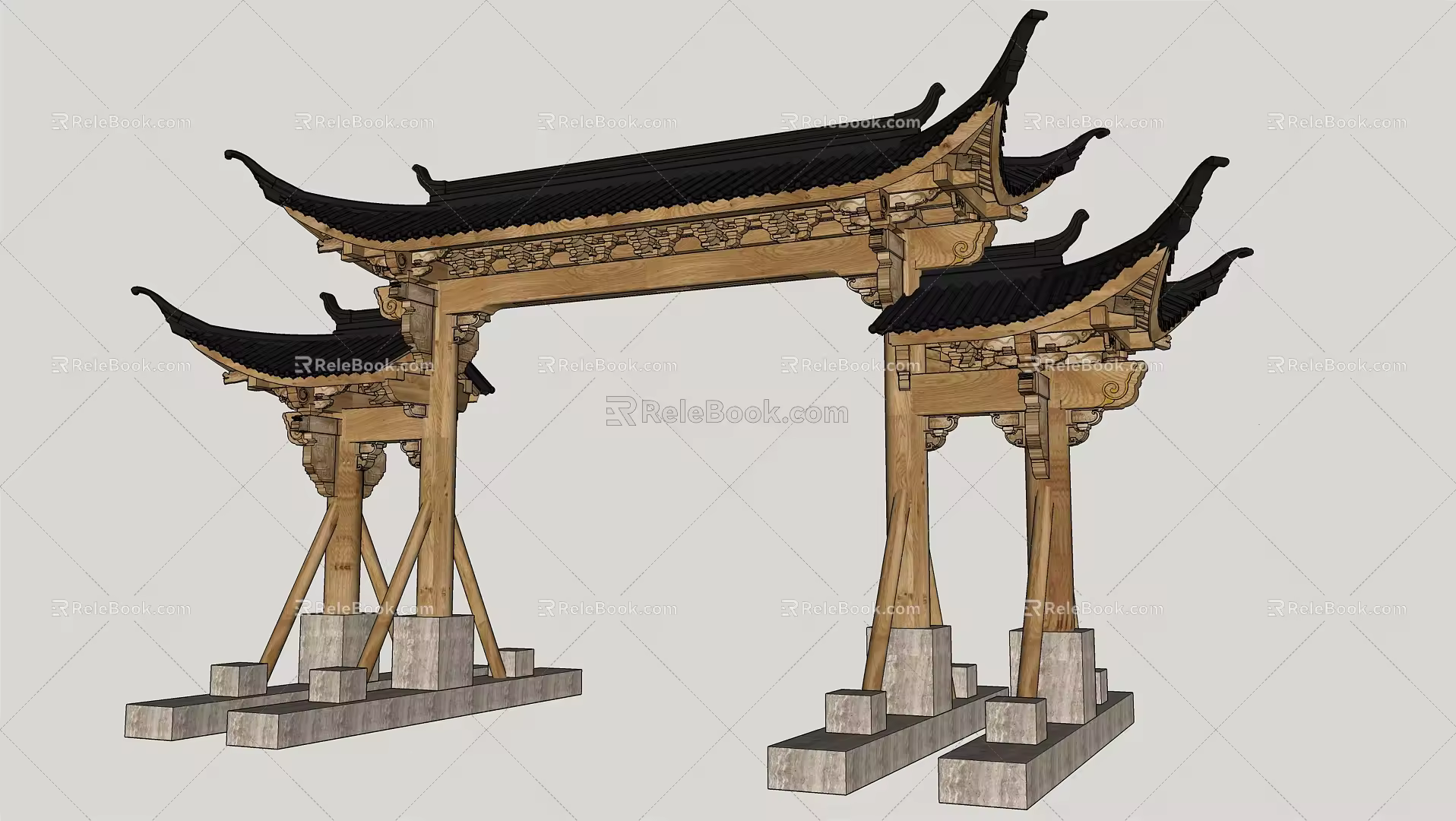 Chinese-style archway ancient archway arch 3d model