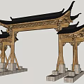 Chinese-style archway ancient archway arch 3d model