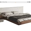 Modern Double Bed With LED Headboard Wooden Frame And Comfortable Mattress