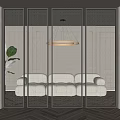 Modern Glass Room Divider With Geometric Patterns For Interior Space Separation 3d model