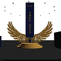 Golden Wings Decorative Display Platform With Blue Pillar And Golden Characters