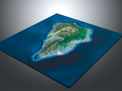 Island Terrain 3D Model with Surrounding Ocean Vegetation and Mountain Topography 3d model
