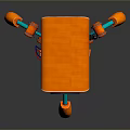 Orange And Blue Mechanical Robot With Camera Antenna And Robotic Legs