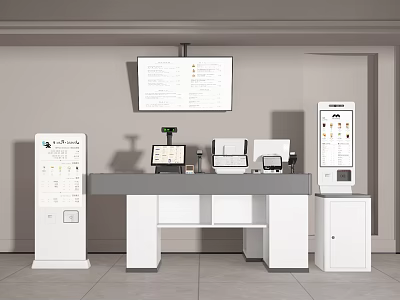 Modern cash register cash register cash register area self-service cash register self-service cash register silver screen 3d model
