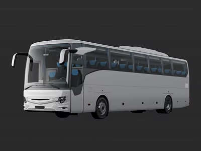 White Modern Bus with Large Windows Blue Seats and Sleek Exterior Design 3d model