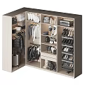 Modern Organized Wardrobe Interior With Hanging Folded Clothes Shoes Hats And Bags