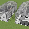Outdoor Clothes Drying Structure With Metal Frame Glass Doors Transparent Roof And Hangers