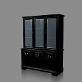 Black Bookcase With Glass Doors And Drawers For Home Storage Space