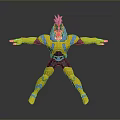 Mythical Character Creature With Purple Hair In Yellow Blue Suit And Outstretched Arms